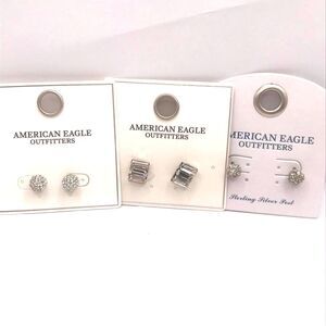 American Eagle Outfitters Silver Rhinestone Stud Earring Set